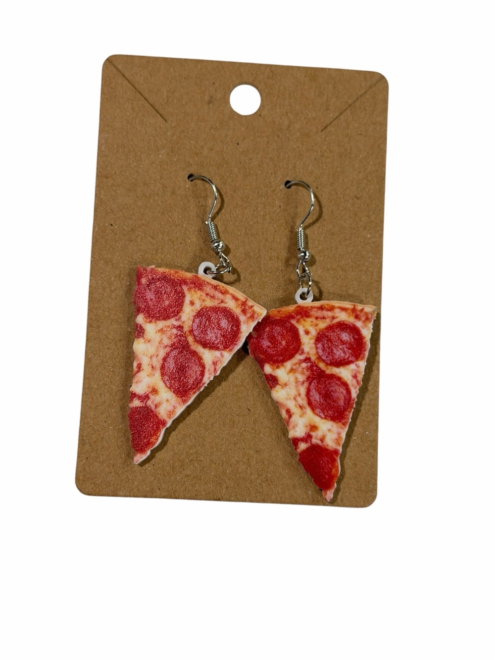 Pizza Slice Dangle Earrings in Red & Cream